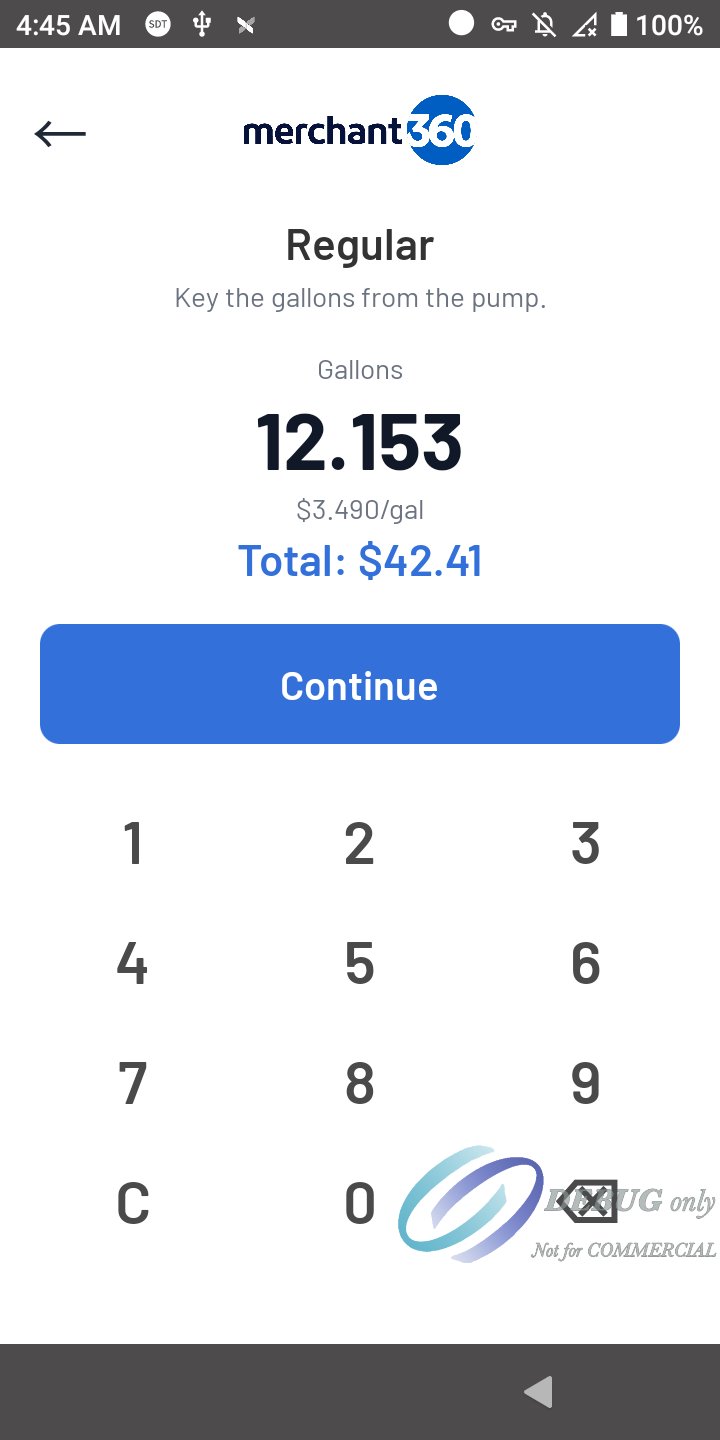 Regular with 12.153 gallons keyed, $3.490 per gallon and a total of $42.41