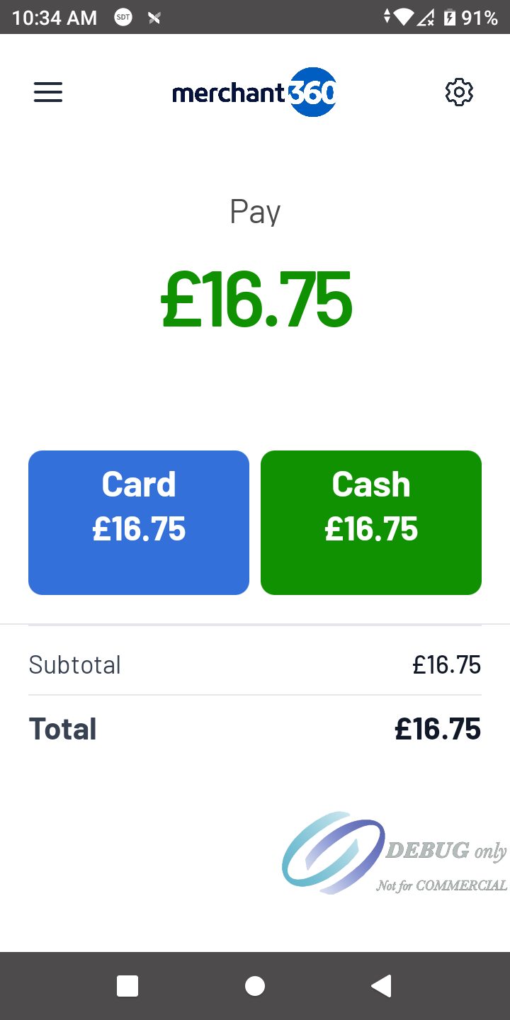 The Pay screen in English with British pounds