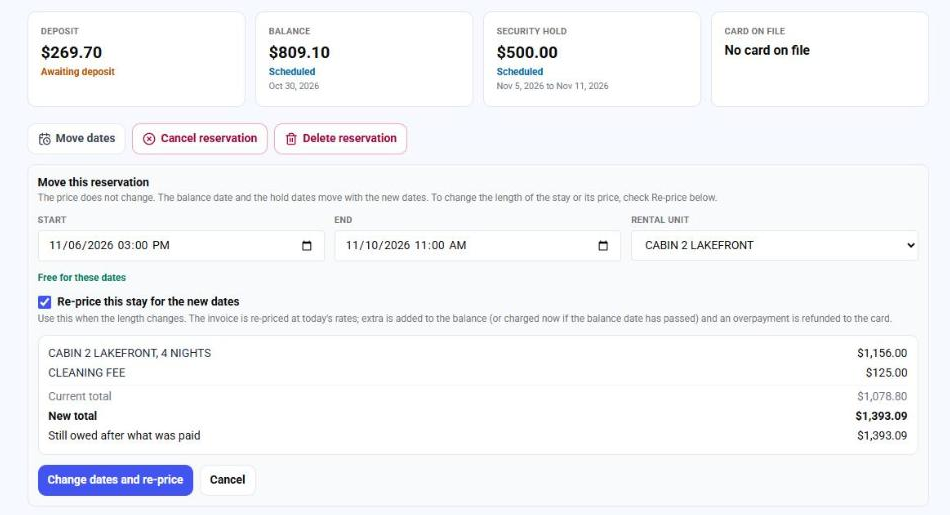 Move panel with the re-price preview