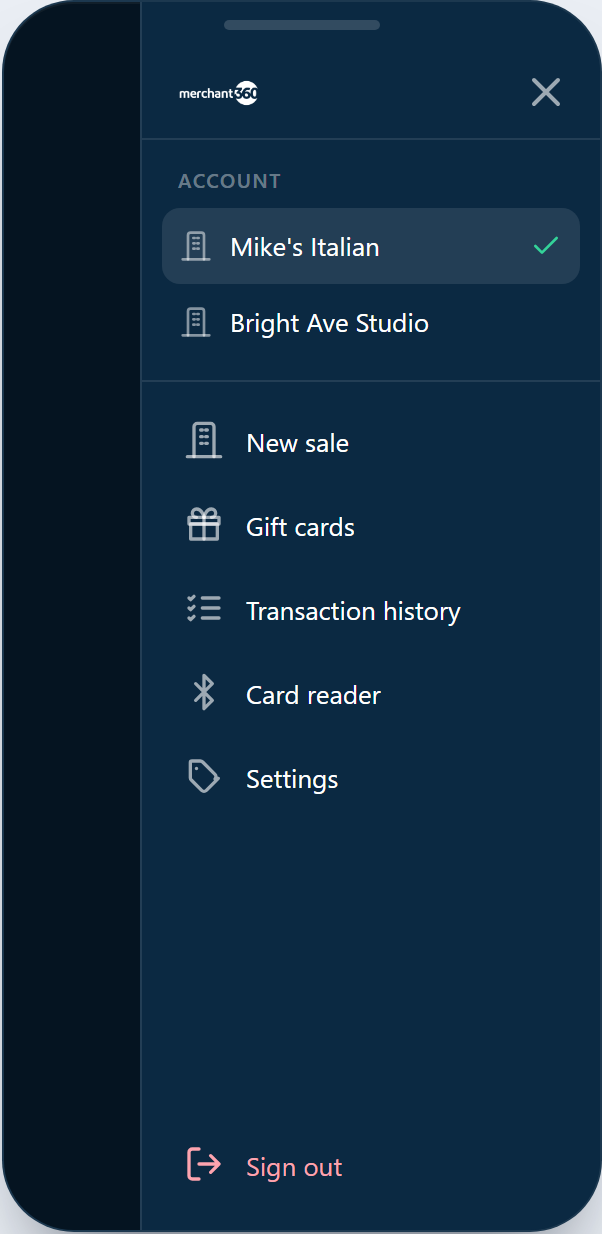 The mobile terminal menu