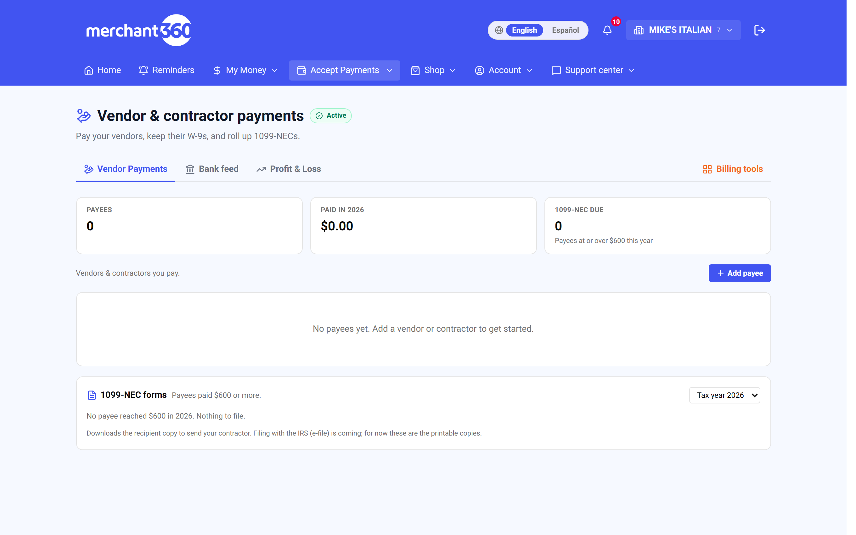 Vendor & contractor payments board