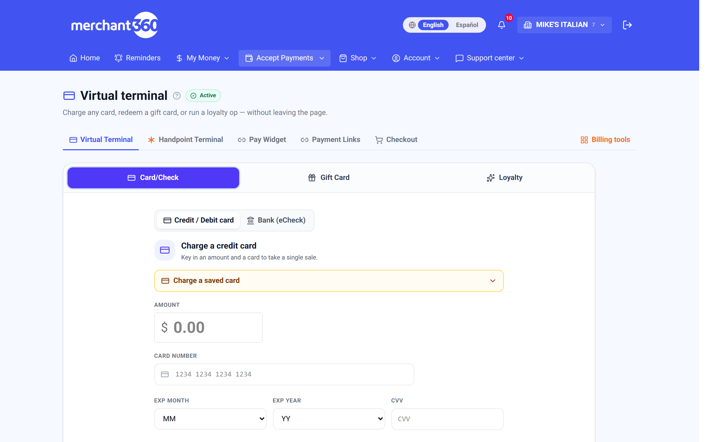 Virtual terminal
